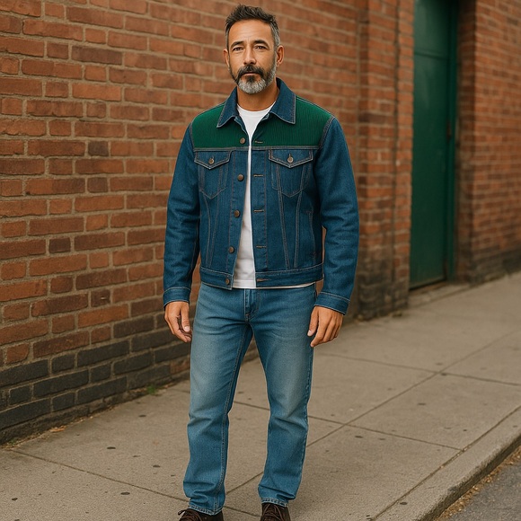 Levi's Orange Tab Trucker Jacket Men's Size 40/M corduroy Panel Casual Western - Picture 1 of 16